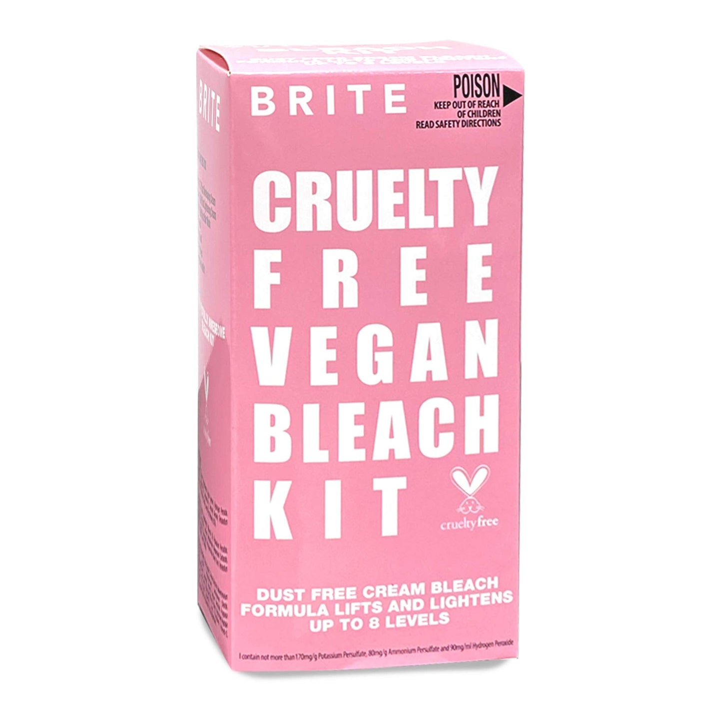 BRITE Vegan Hair Bleach Kit with Easy to Apply Dust-Free Cream - Up to 8 Levels Lighter & Suitable for All Hair Types - Includes Developing & Lightening Cream with Protective Gloves