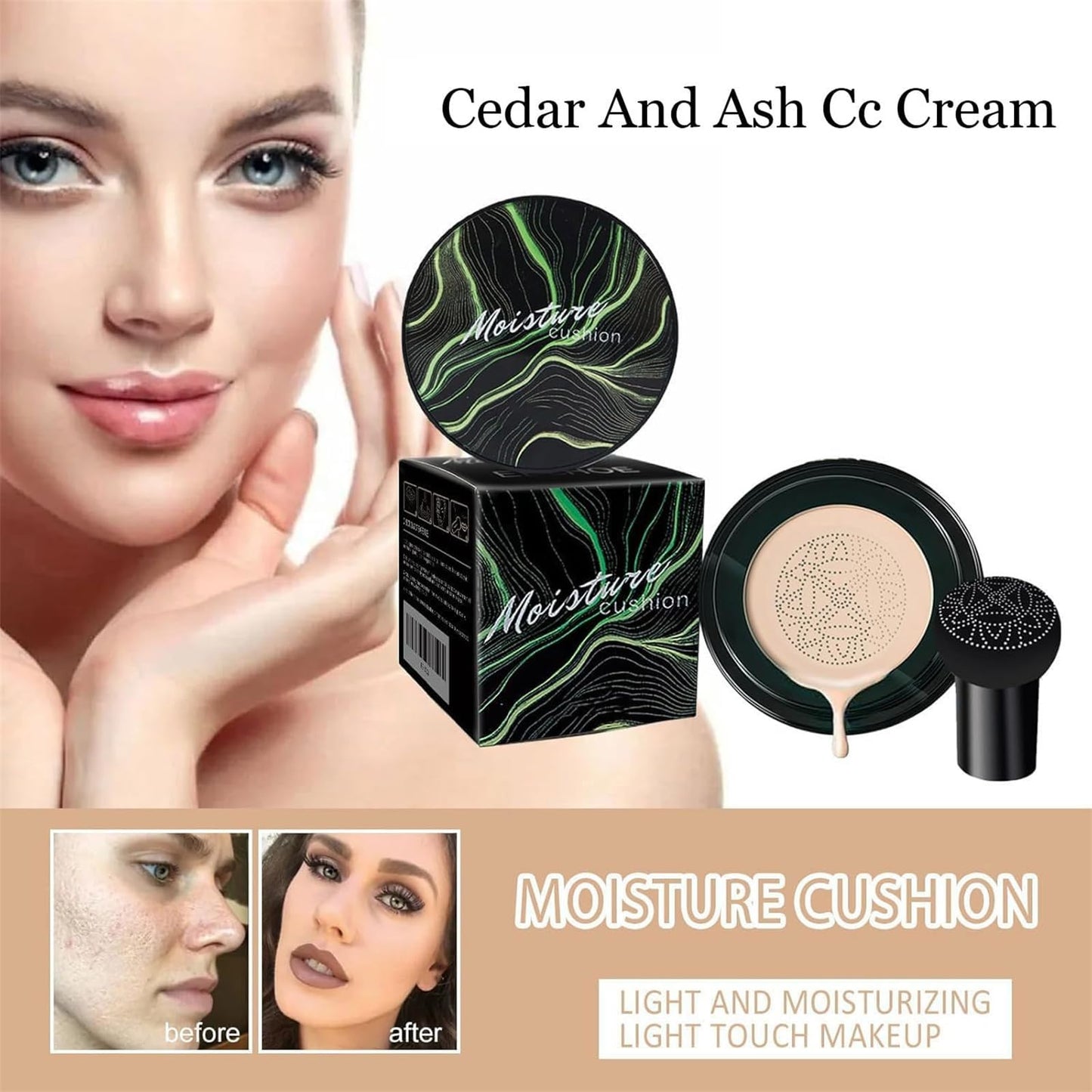 Cedar and Ash Cc Cream, Cedar and Ash Makeup, Air Cushion Cc Cream Mushroom Head Foundation, Moisturizing Bb Cream Makeup Long Lasting Matte Concealer Natural Finish