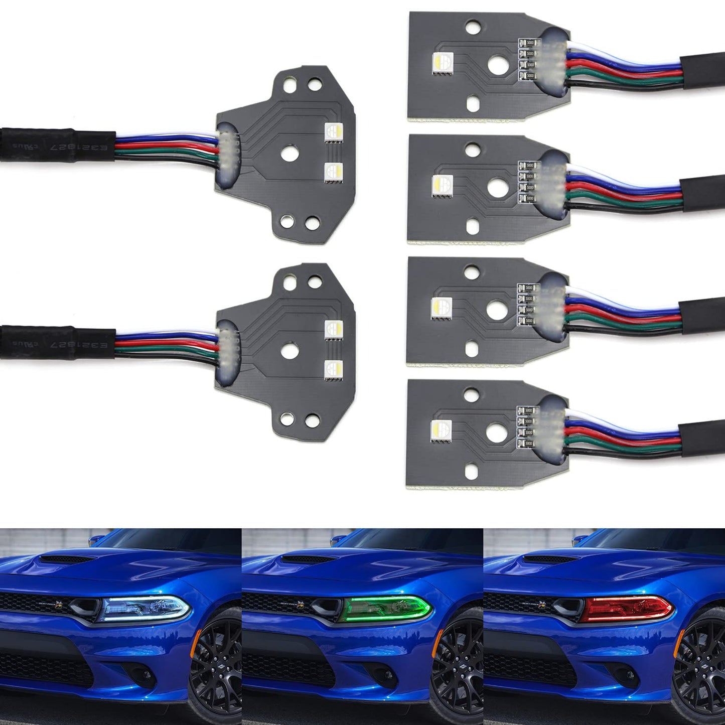 iJDMTOY RGBW Multicolor LED Circuit Board Ambient Lighting Kit Compatible with 2015-up Dodge Charger, Control_by_Smartphone