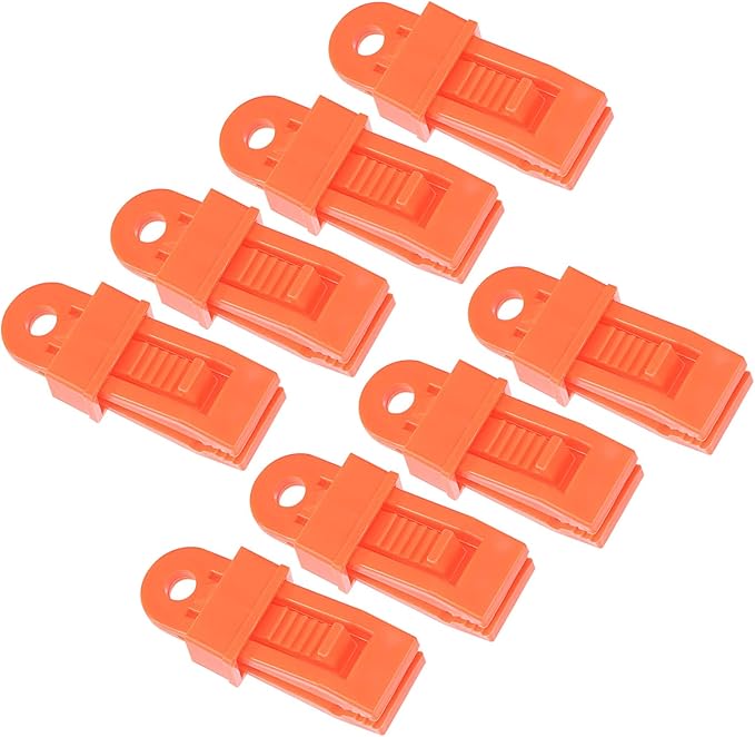 12 Pack Tarp Clips - Tent Canopy Secures Clamps Sliding Snap, Strong Lock Grip, Apply to Outdoor/Camping/Hiking (Orange)