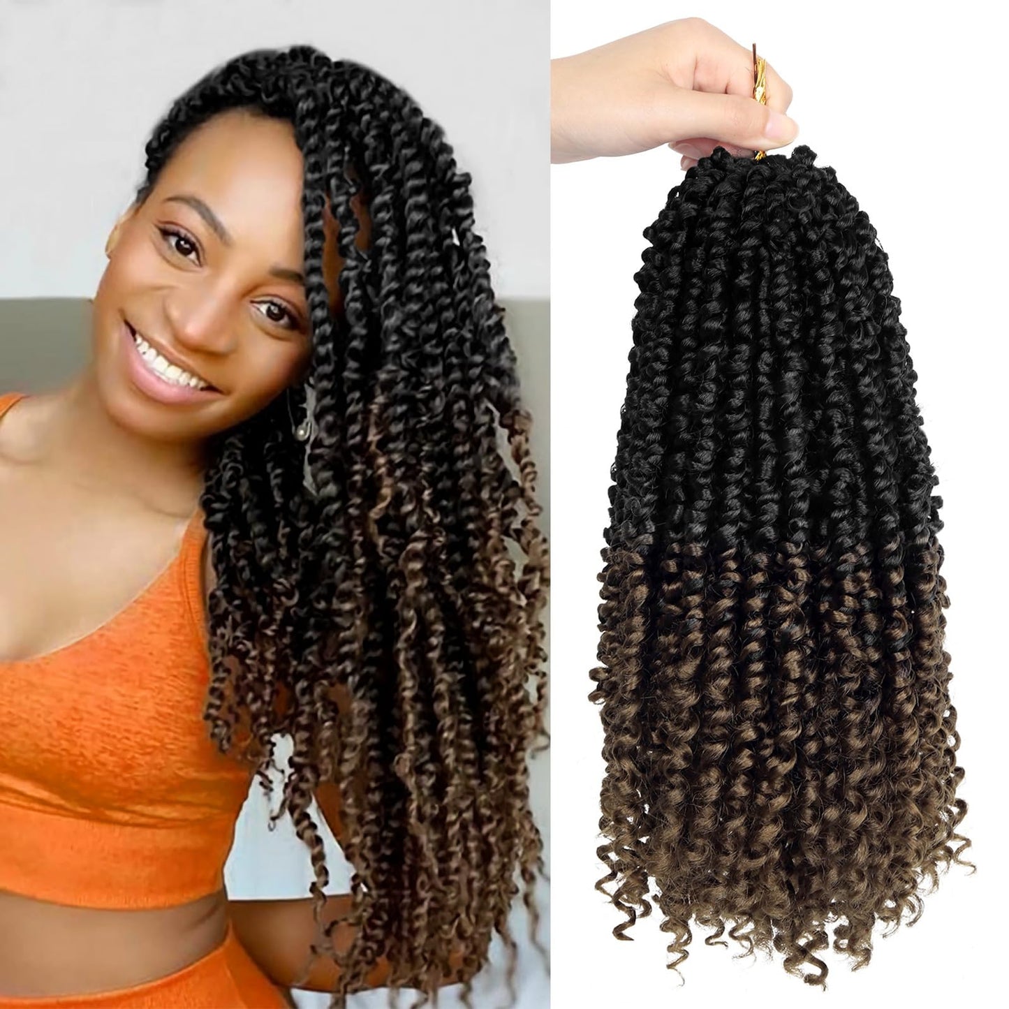 Bileaf Crochet Passion Twist Hair Pre Looped 14 Inch 8 Packs Twist Crochet Hair, Pre Twisted Passion Twist Crochet Hair For Croc