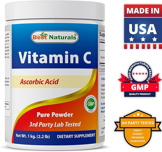 Best Naturals 100% Pure Vitamin C Powder Non-GMO 1 lb (454 Grams) Powder (Also Called Ascorbic Acid) (1 LB (Pack of 3))