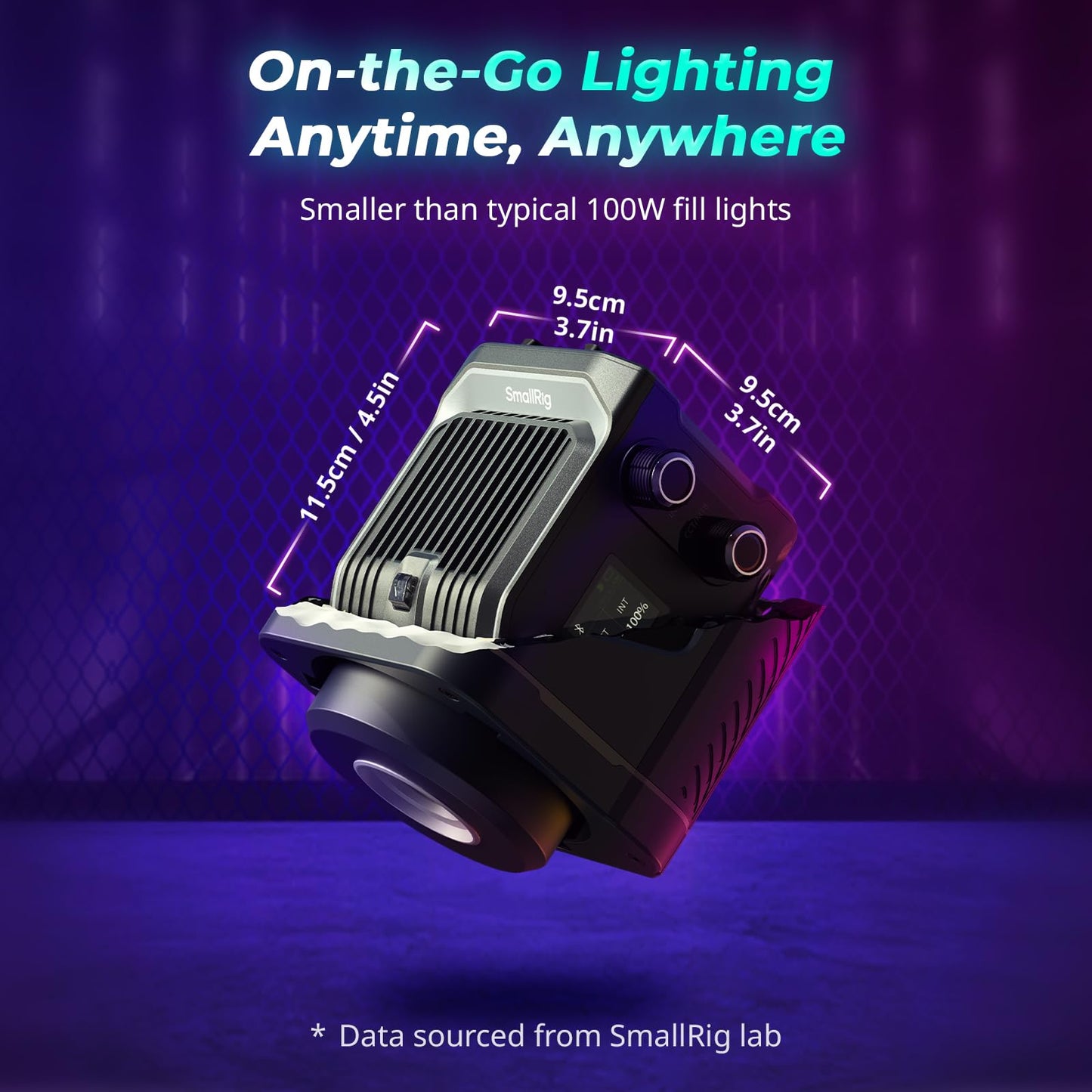 SmallRig RC 100C RGBWW LED Video Light, with App Control, 100W Mini COB Continuous Output Lighting, Handheld Spotlight 2700-10000K/CRI 96+/TLCI 98+/12 Effects, 11000Lux/1m, Lite Version Ink Blue, 5377