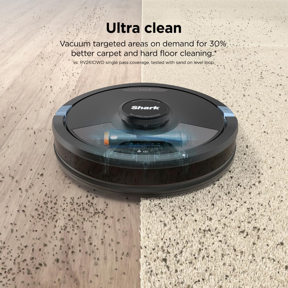 SHARK RV2620WD AI Ultra Robot Vacuum and Mop with Matrix Clean Navigation, CleanEdge Technology, Perfect for Pet Hair, Carpets, Hard Floors, Compatible with Alexa, Black/Mocha