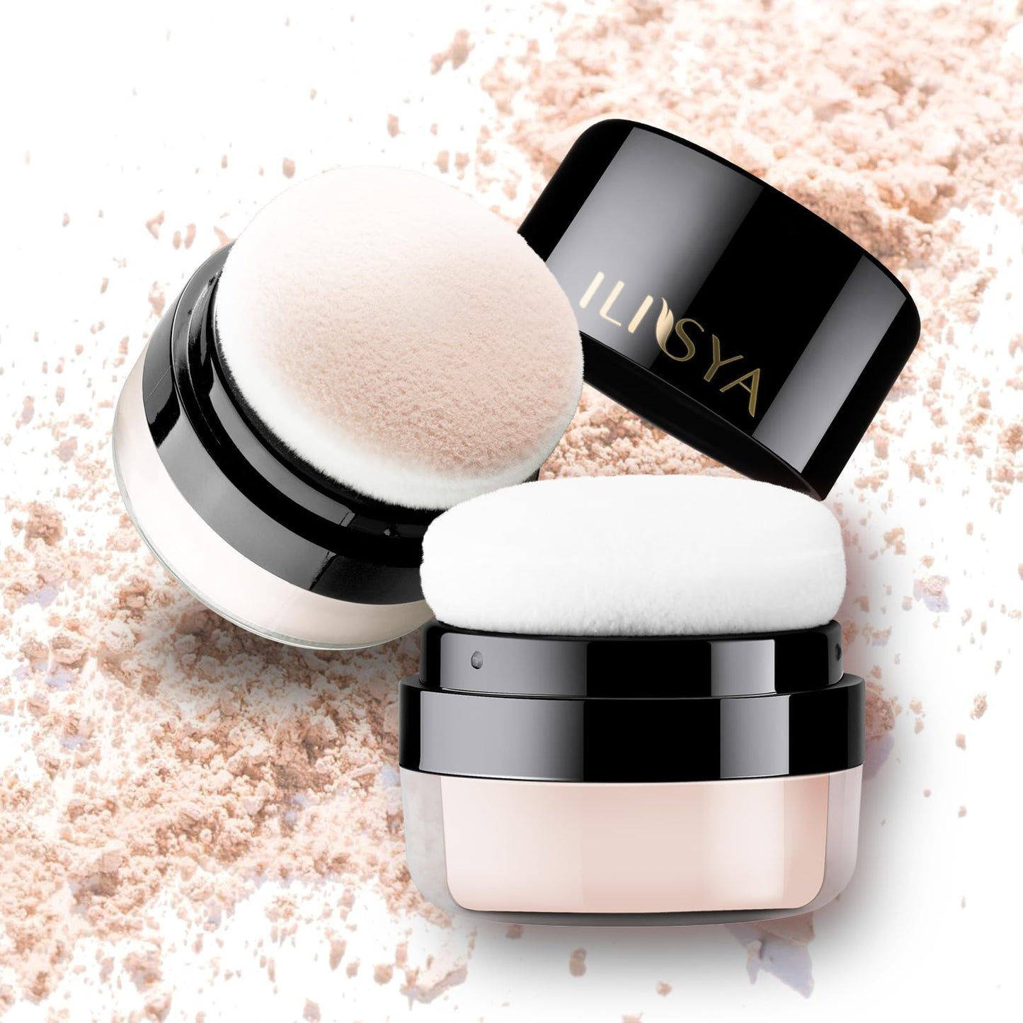 Setting Powder Lightweight Loose Powder Finishing Powder Long-Lasting Face Powder Waterproof with Soft Mushroom Powder Puff & Mirror, Matte Finish (Fair Ivory)-2 Boxes