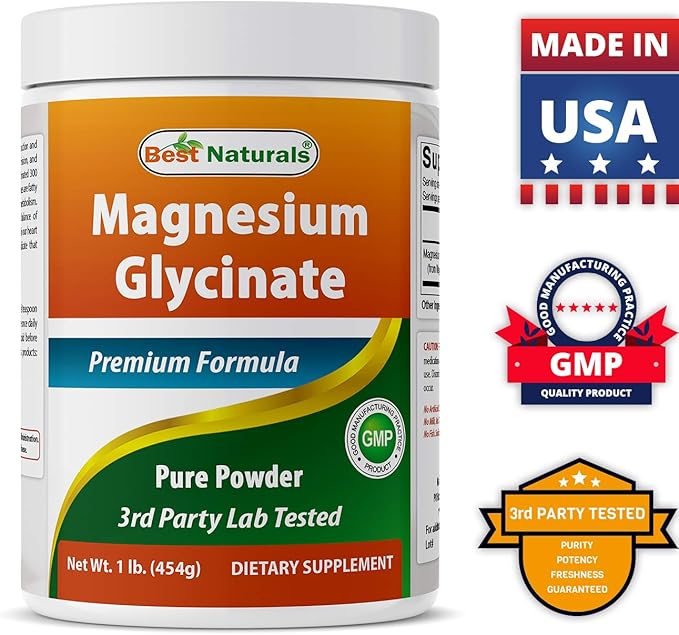 Best Naturals Magnesium Glycinate Powder - 1 Pound (1 LB (Pack of 2))