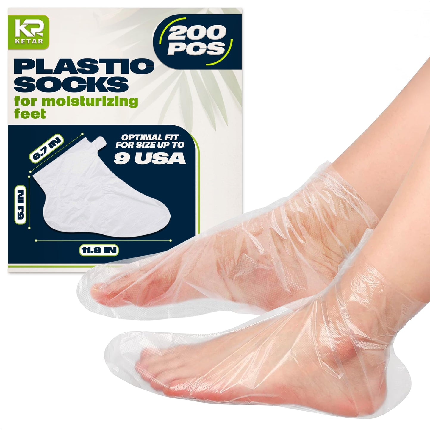 200Pcs Plastic Foot Covers Disposable Socks Foot Gloves - Paraffin Baths Foot Moisturizer Socks - Foot Moisturizing Socks Pedicure Bags for Feet Spa Socks for Women Plastic Socks for Moisturizing Feet