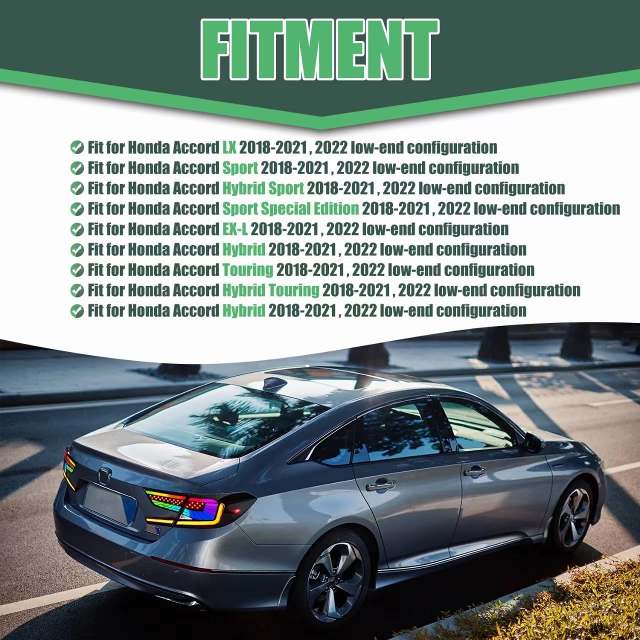 letsdate RGB Tail Lights for Honda Accord 2018-2022, LED Taillights Assembly for Honda Accord 10th Gen, Dynamic Animation, Plug&Play (RGB, 1 Pair)