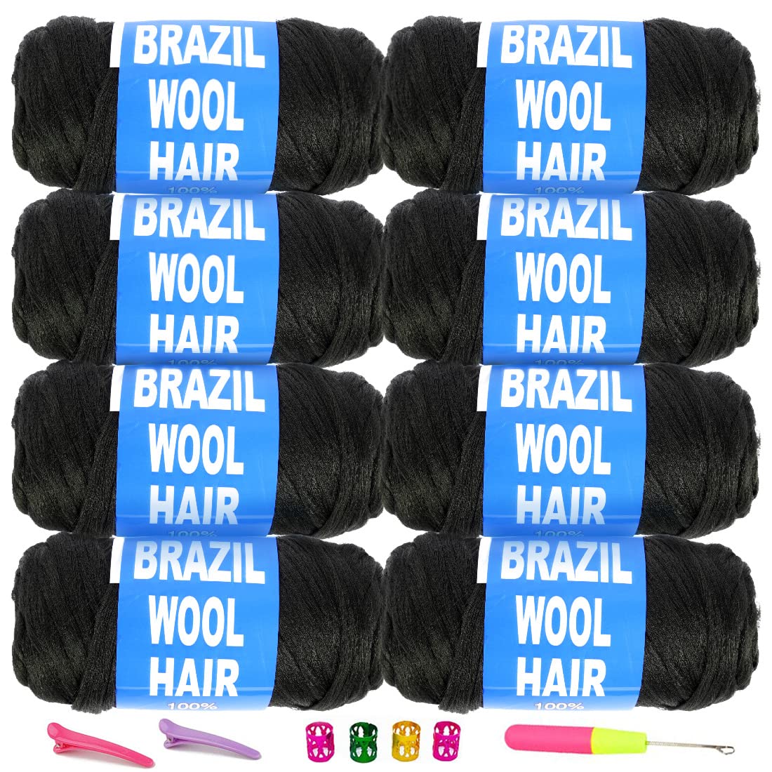 Brazilian Wool Hair Yarn For Braids 100% Brazilian Wool Hair Acrylic Yarn For African Braids/Spring Twist/Faux Locs/Wraps With C