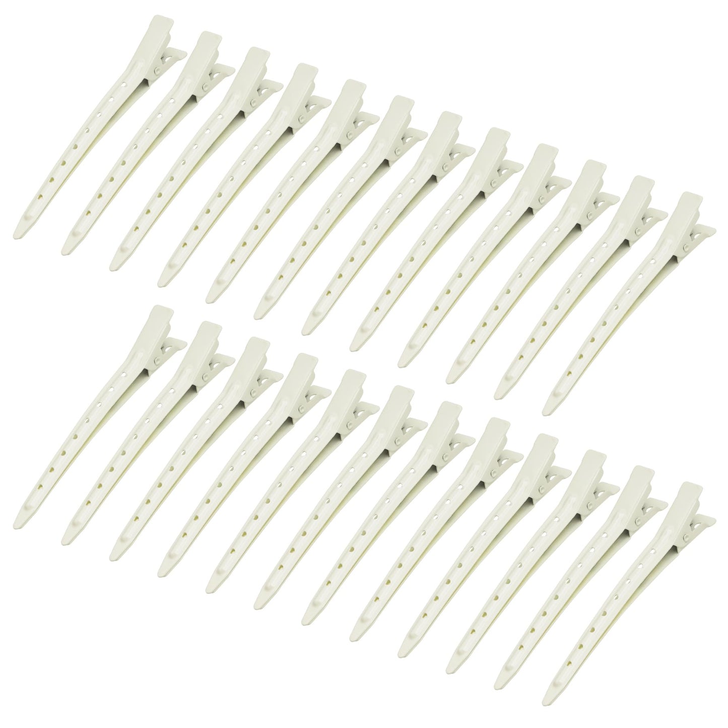 24 Packs Duck Bill Clips, Bantoye 3.35 Inches Rustproof Metal Alligator Curl Clips with Holes for Hair Styling, Hair Coloring, White