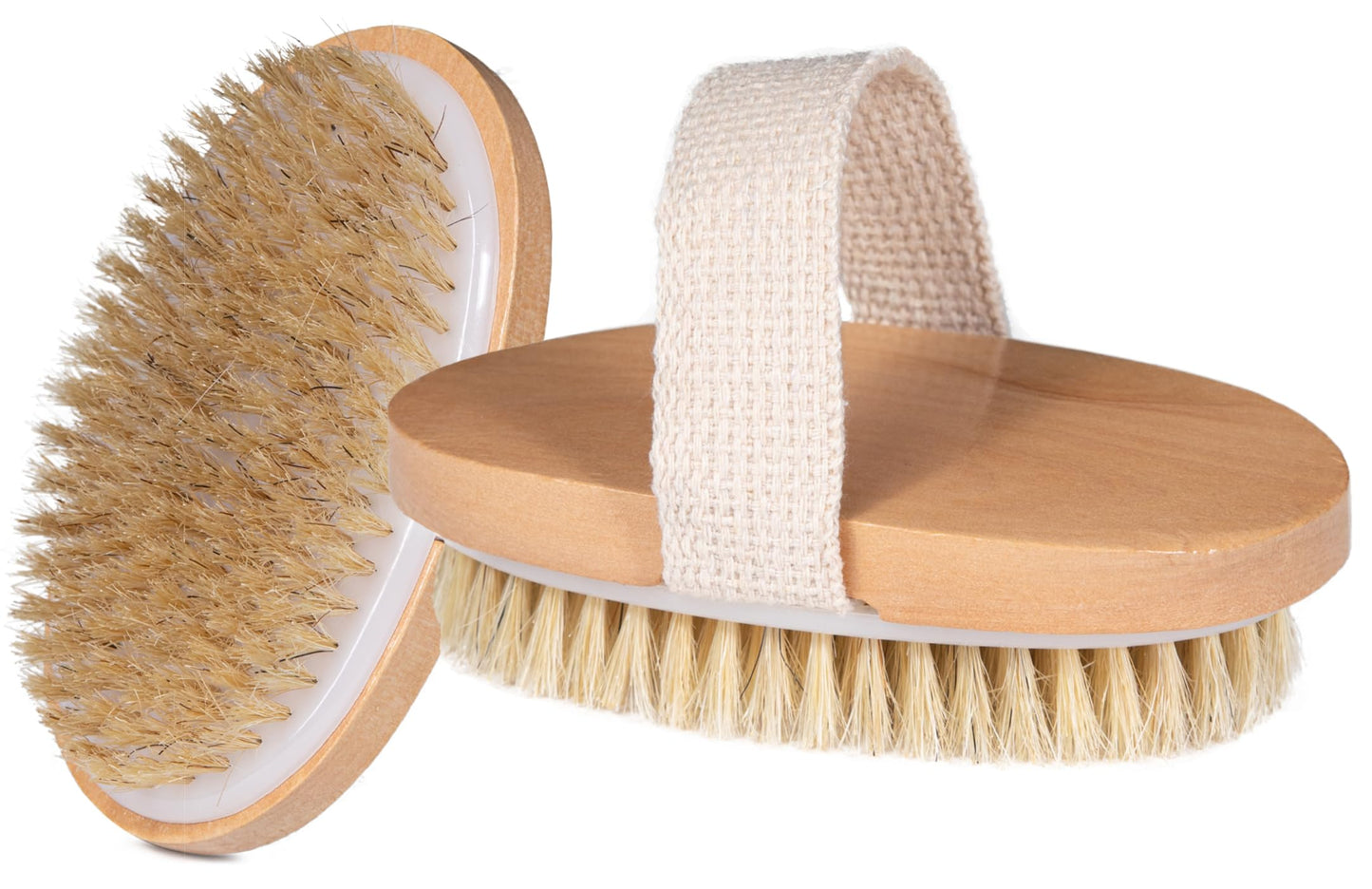 Opaz Dry Body Brush 2 Pack - Natural Boar Bristles Exfoliating Brushing For Lymphatic Drainage, Cellulite, Acne Wooden Scrub Wit
