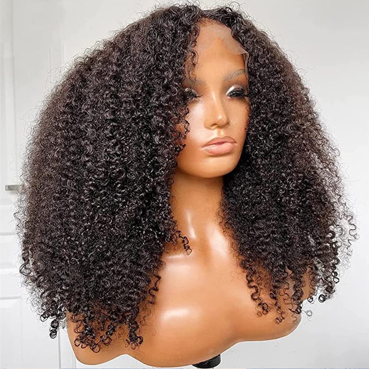Skouty 30 Inch Kinkycurly Wig Human Hair 13x4 HD Lace Front Wigs 180 Density Glueless Wigs Human Hair Pre Plucked Brazilian Kinky Curly Wig Lace Frontal Wigs for Black Women Virgin Human Hair Wig