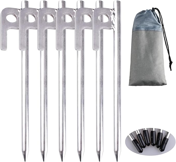 TRIWONDER 6X Snow and Sand Tent Stakes Pegs - Aluminum U-Shaped Tent Pegs Tent Nails Lightweight for Camping Hiking Backpacking