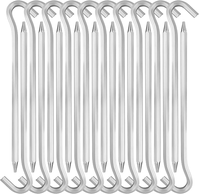 GEEWAY 7 Inch Aluminum Tent Stakes Pegs with Hook, 20 Pcs Camping Canopy Hooks Secure Ground Support for Outdoor Decorations and Tarps, Silver