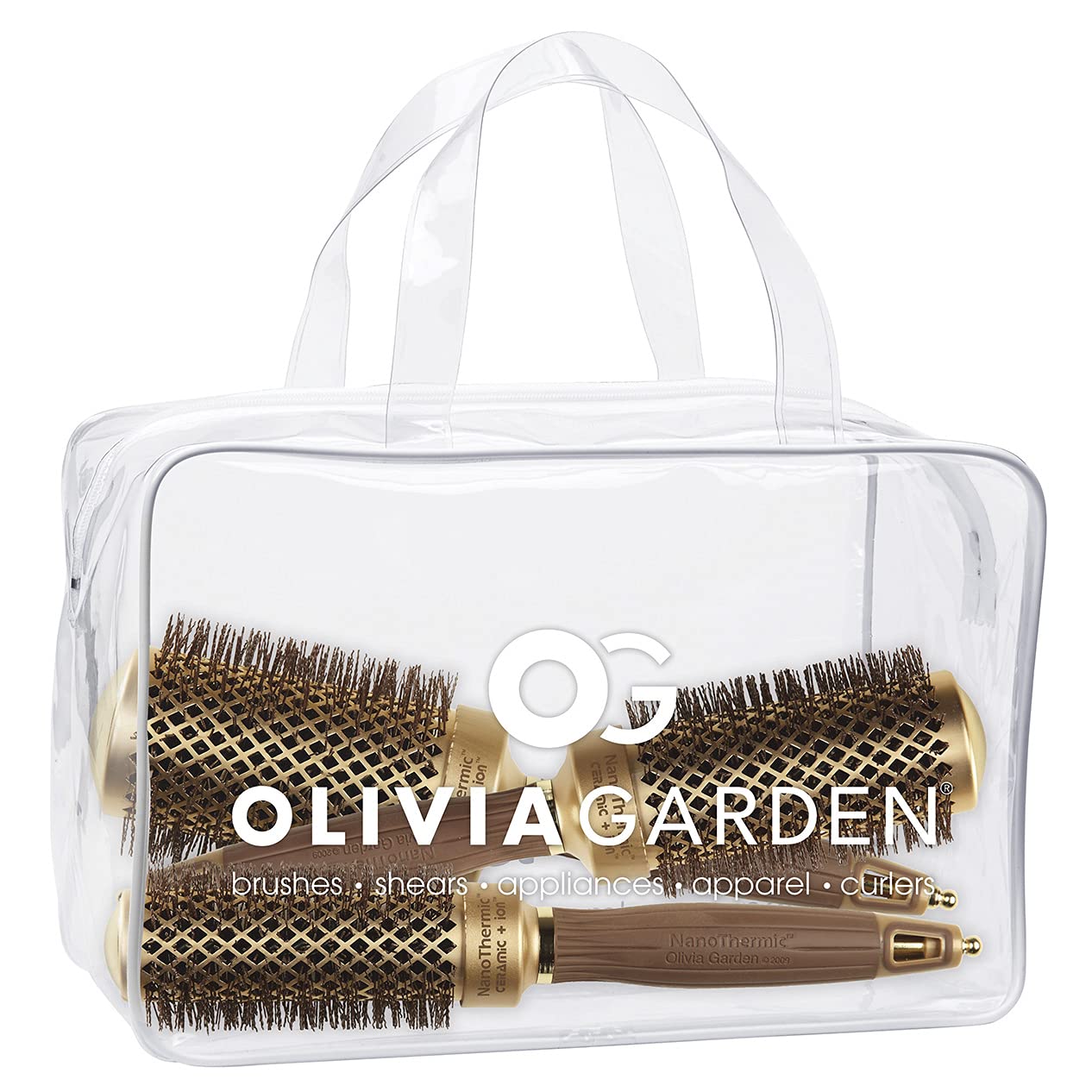 Olivia Garden NanoThermic Ceramic + Ion Round Thermal Hair Brush - Not Electrical - Professional Blowout Brush for Normal to Thick Hair - NT-34, NT-44, NT-54