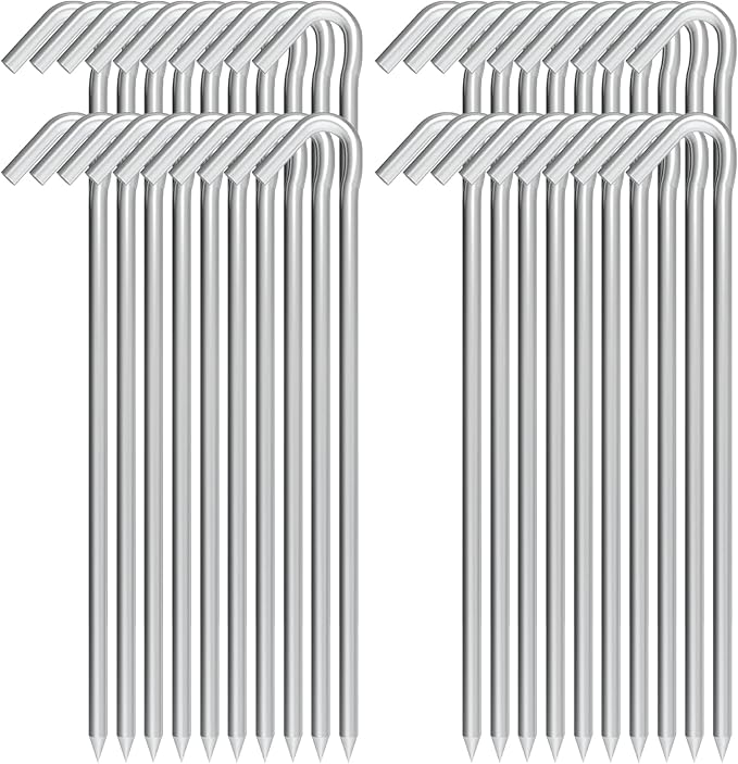 9 Inch Galvanized Tent Stakes Metal Tent Pegs Heavy Duty Steel Yard Camping Stakes Tarp Hooks Inflatables Outdoor Decorations, 40 Pack