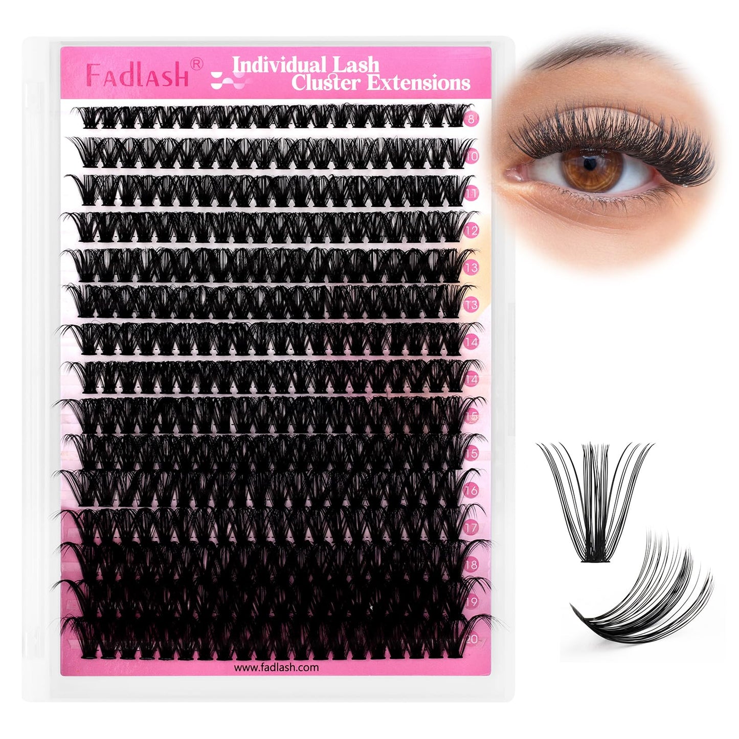 Cluster Lashes 300Pcs Mix 8-20Mm Individual Lashes 50D C Curl Lash Clusters Diy Eyelash Extensions Wispy Individual Lash Extensi