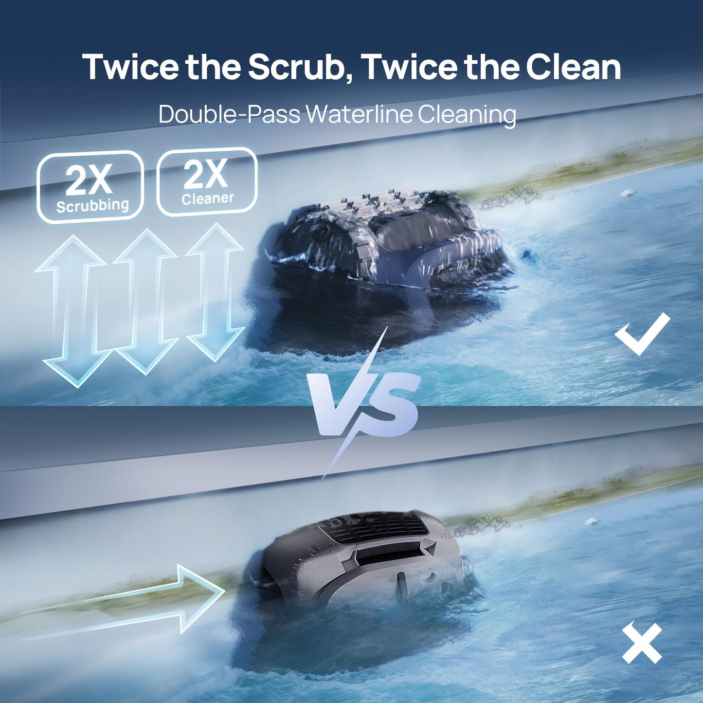 Beatbot AquaSense 2 Cordless Robotic Pool Vacuum Cleaner, Smart Surface Parking, Double-Pass Waterline Scrubbing, Cleans Floor, Walls, and Waterline, Above & In-Ground Pools up to 3,230 sq.ft - Blue