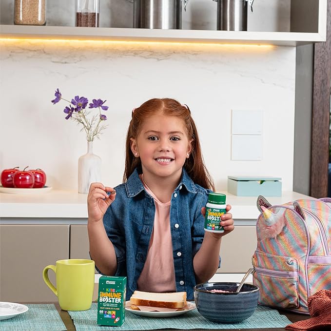 Immune Support Supplement for Kids –Vitamin D, Tiger Milk Mushroom, Colostrum, Prebiotic -Complete Gut & Immune Boost, Natural Respiratory Immune Support for Kids & Toddler–60 Tasty Chocolate Chewable