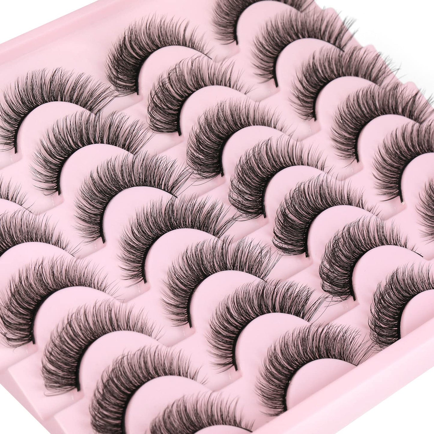 Wispy Mink Lashes 14mm 3D False Eyelashes Natural Look Cat Eye Short Strip Lashes Pack by Kiromiro