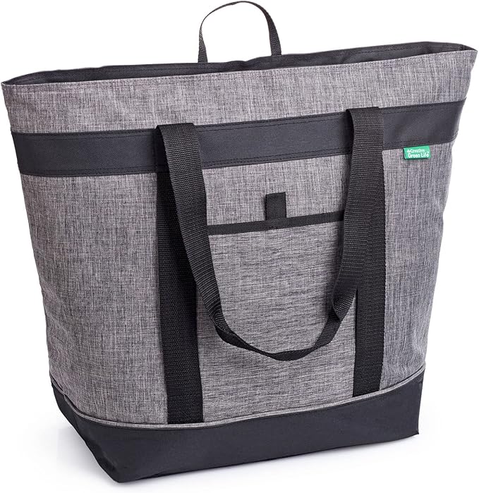 Jumbo Insulated Cooler Bag (Charcoal) with HD Thermal Insulation - Premium, Collapsible Soft Cooler Makes a Perfect Insulated Grocery Bag, Food Delivery Bag, Travel Bag, Beach or Picnic Bags