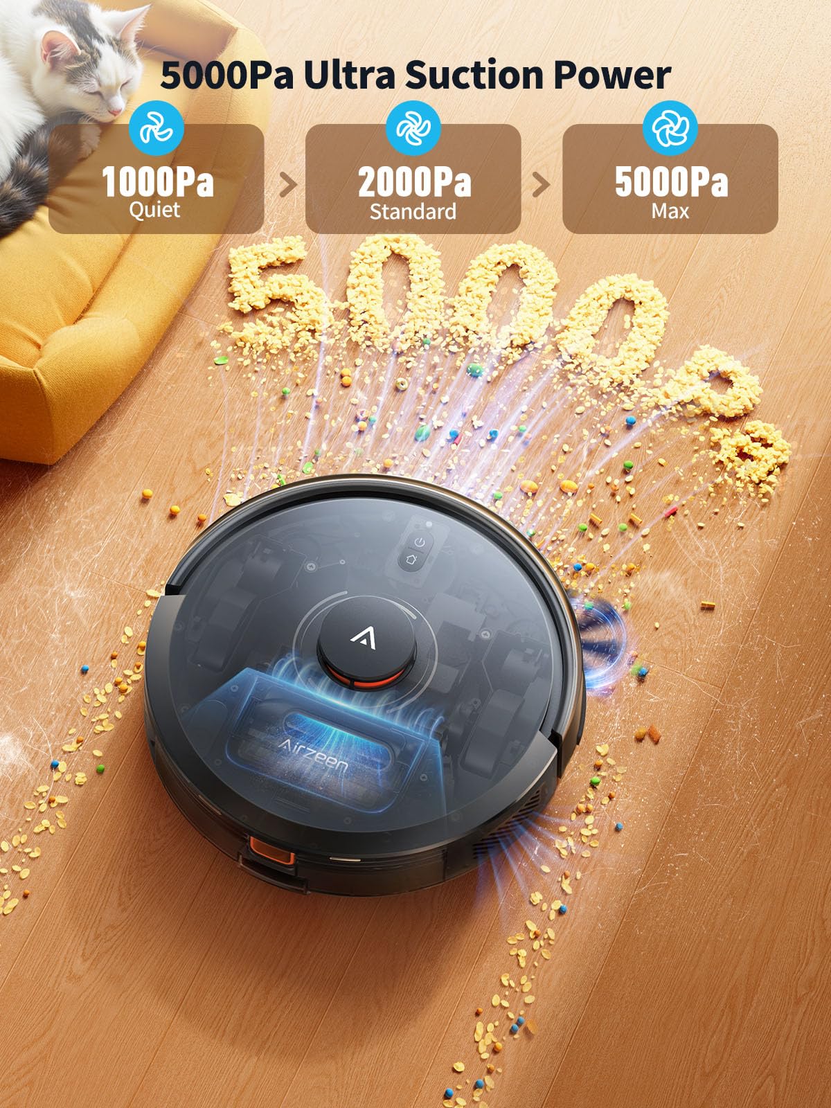 Robot Vacuum and Mop, Self-Emptying Robot Vacuum Cleaner with 5000Pa Suction, Laser Navigator with Smart Mapping Robotic Vacuums, 150Mins Runtime,Schedule,App Alexa Control for Carpet/Pet Hair,Q10 pro