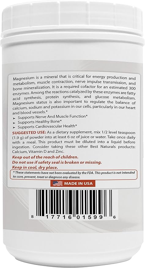 Best Naturals Magnesium Citrate Powder 1 Pound (1 LB (Pack of 1))