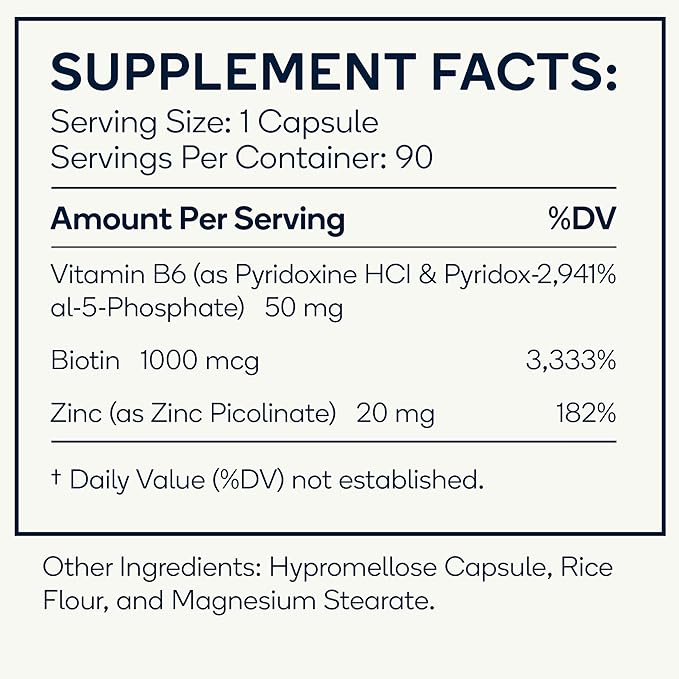 Brain - Balanced Neurotransmitter Support Supplement - Zinc, B6, Biotin for Cognitive Function - 90 Veggie Capsules (Brain)