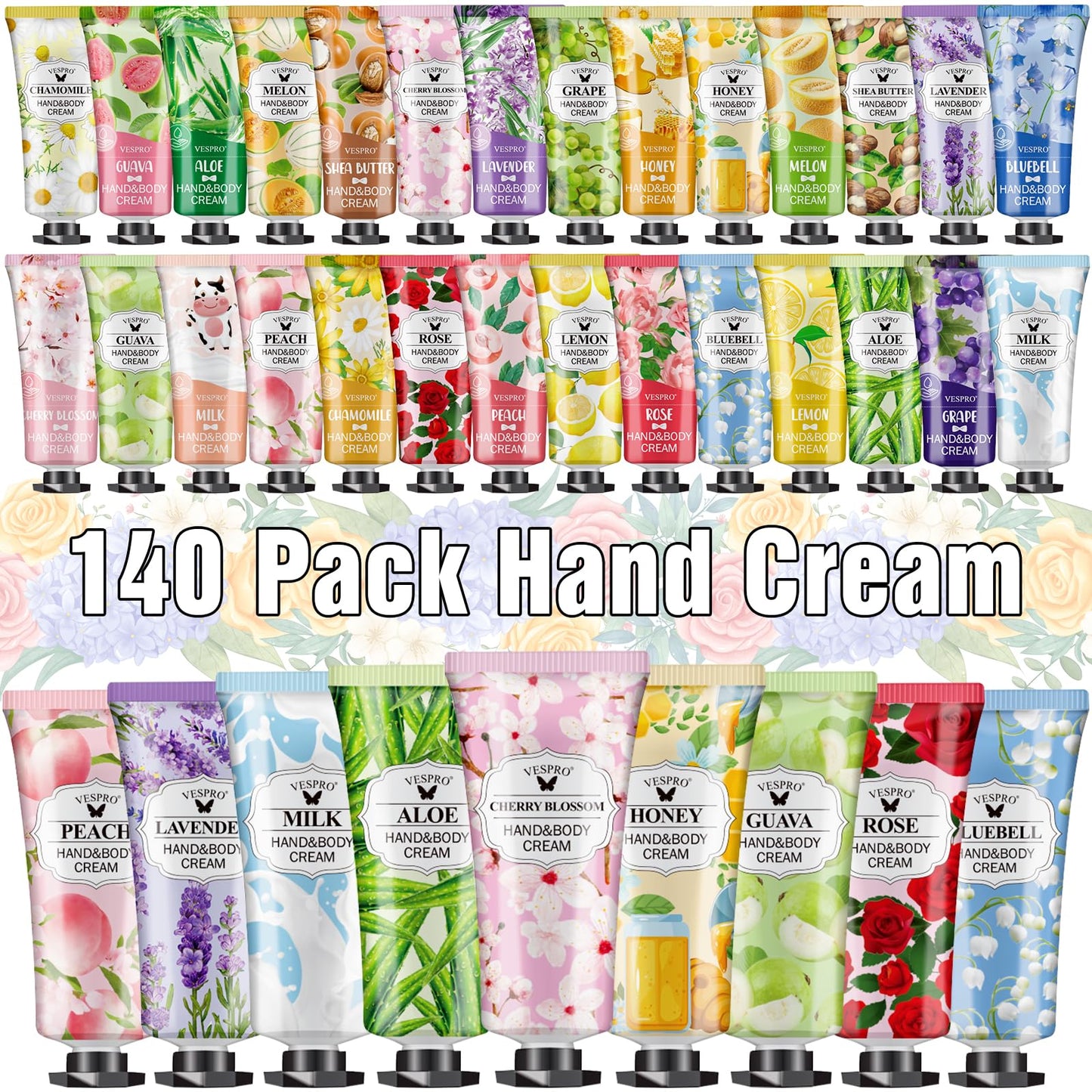 140 Pack Hand Cream Gifts Set For Women, Easter Basket Stuffers, Mothers Day Gifts, Hand Lotion Travel Size for Dry Cracked Hands, Mini Hand Cream for Nurse Week Gifts and Teacher Appreciation Gifts