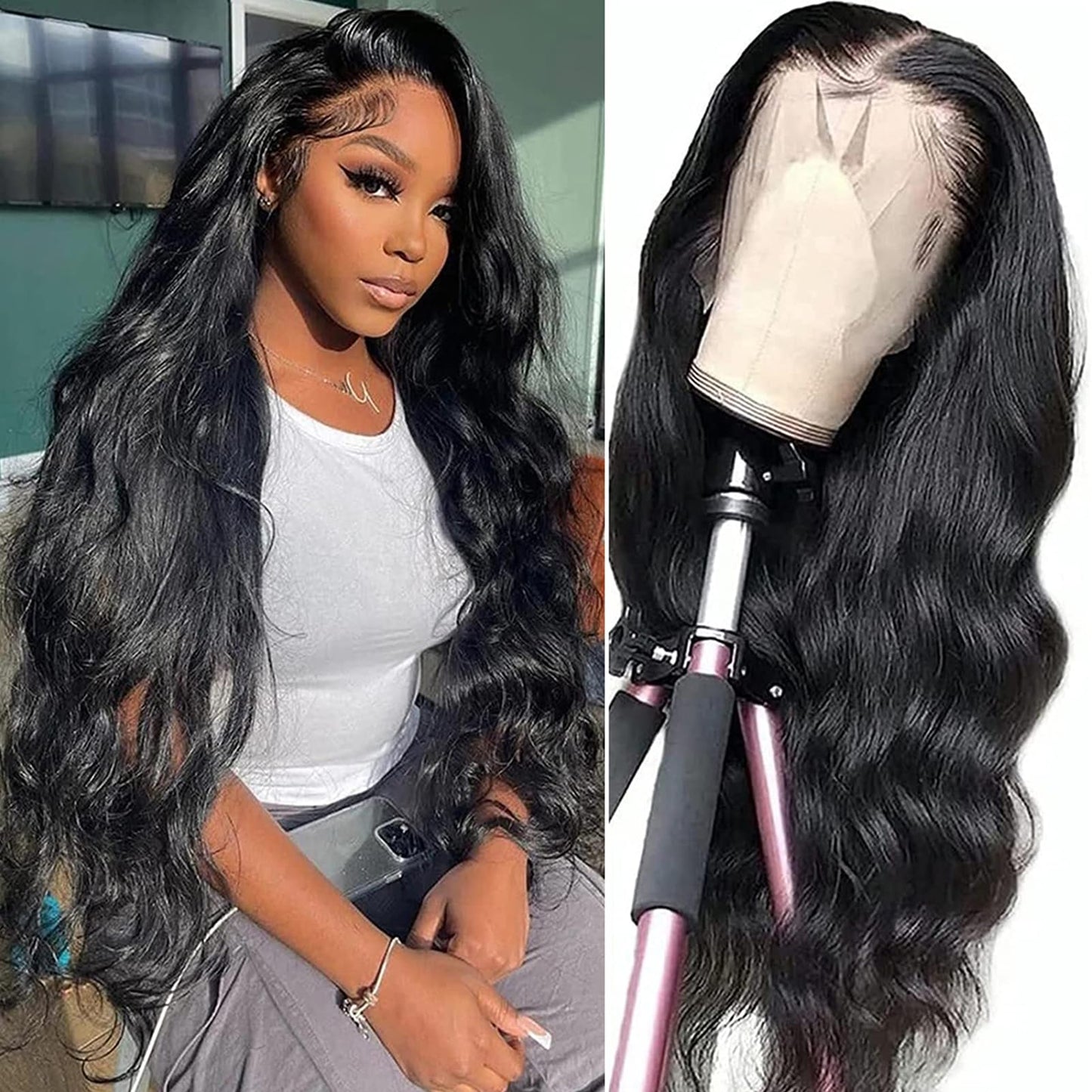 Body Wave Lace Front Wigs Human Hair 13X4 Hd 180% Density Lace Frontal Glueless Wigs For Women Human Hair Pre Plucked Bleached K