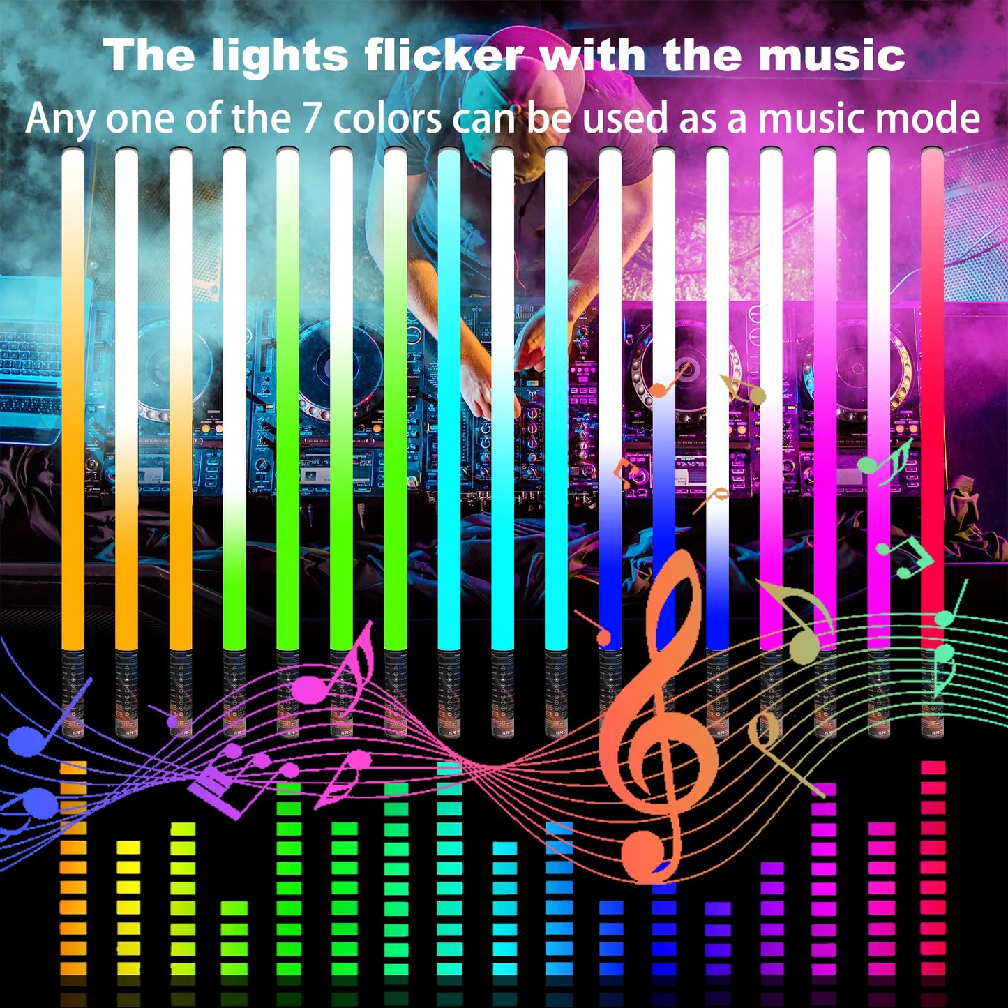 4 Pack 4ft Portable Battery Powered LED Tube Light With Tripods, 500 Vivid Effects for Video, Photography, Light Painting, YouTube, and Dance Club