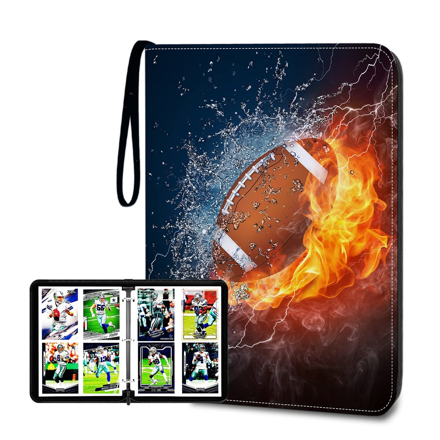 HESPLUS Football Card Binder Compatible with Football Card, Baseball Card, Trading Card, MTG and Other TCG, Fits 400 Cards with 50 Removable Pages, Card Holder Collector for Standard Size Card