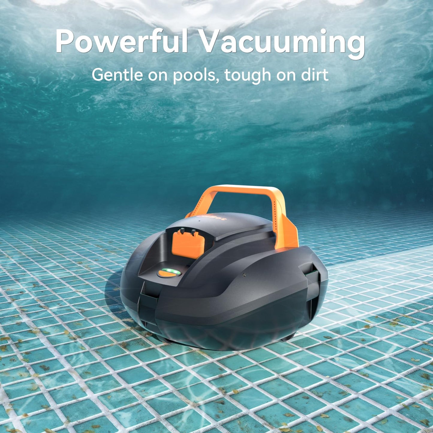CliBot Cordless Robotic Pool Cleaner, Automatic Pool Vacuum with 120Mins Runtime, Powerful Suction and Auto-Parking, Pool Vacuum for Above Ground Pool Up to 850 Sq. Ft