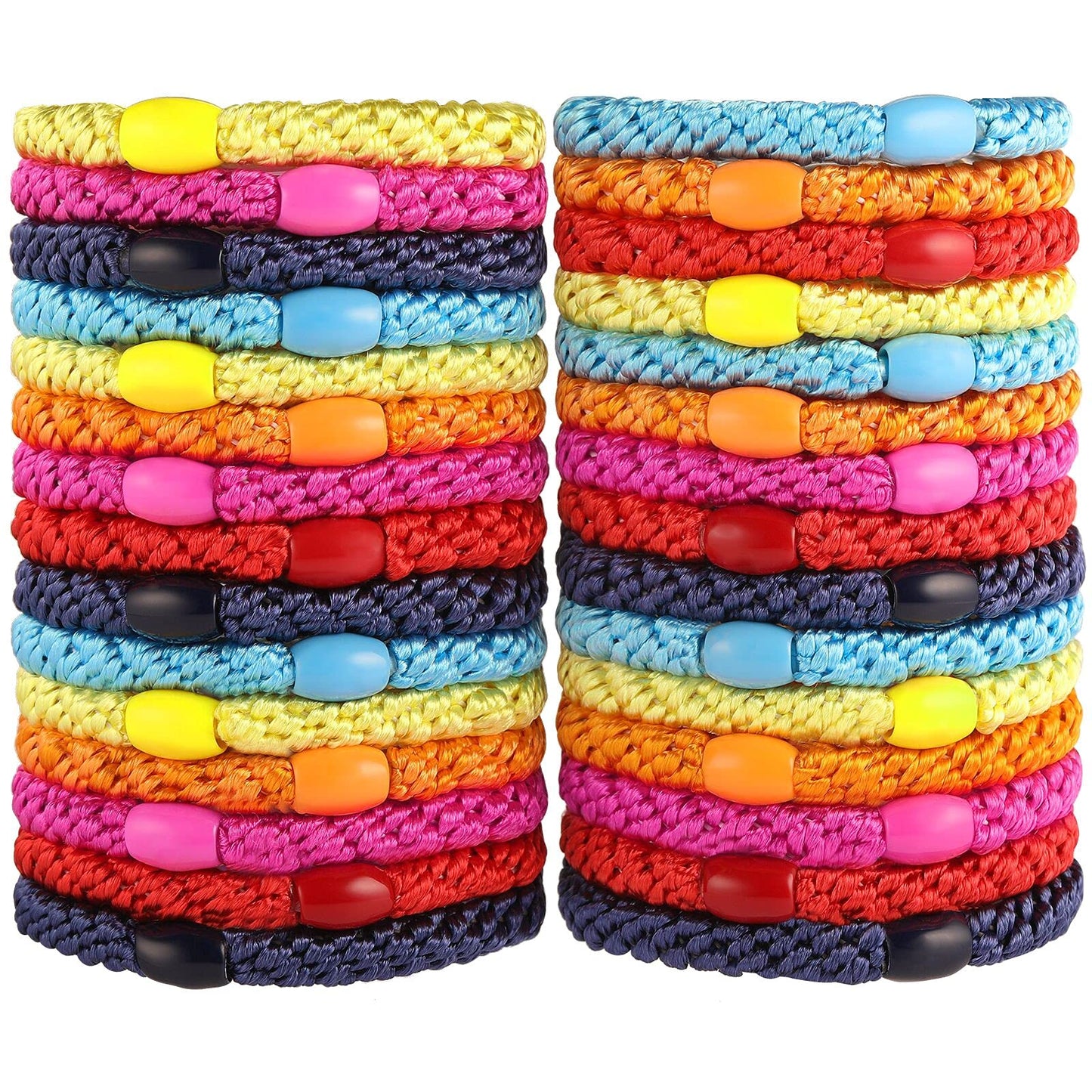 Bracelet Hair Ties For Women Girls, Funtopia 30 Pcs Colorful Elastics Hair Bands Ponytail Holders For Thick Hair, No Metal No Da