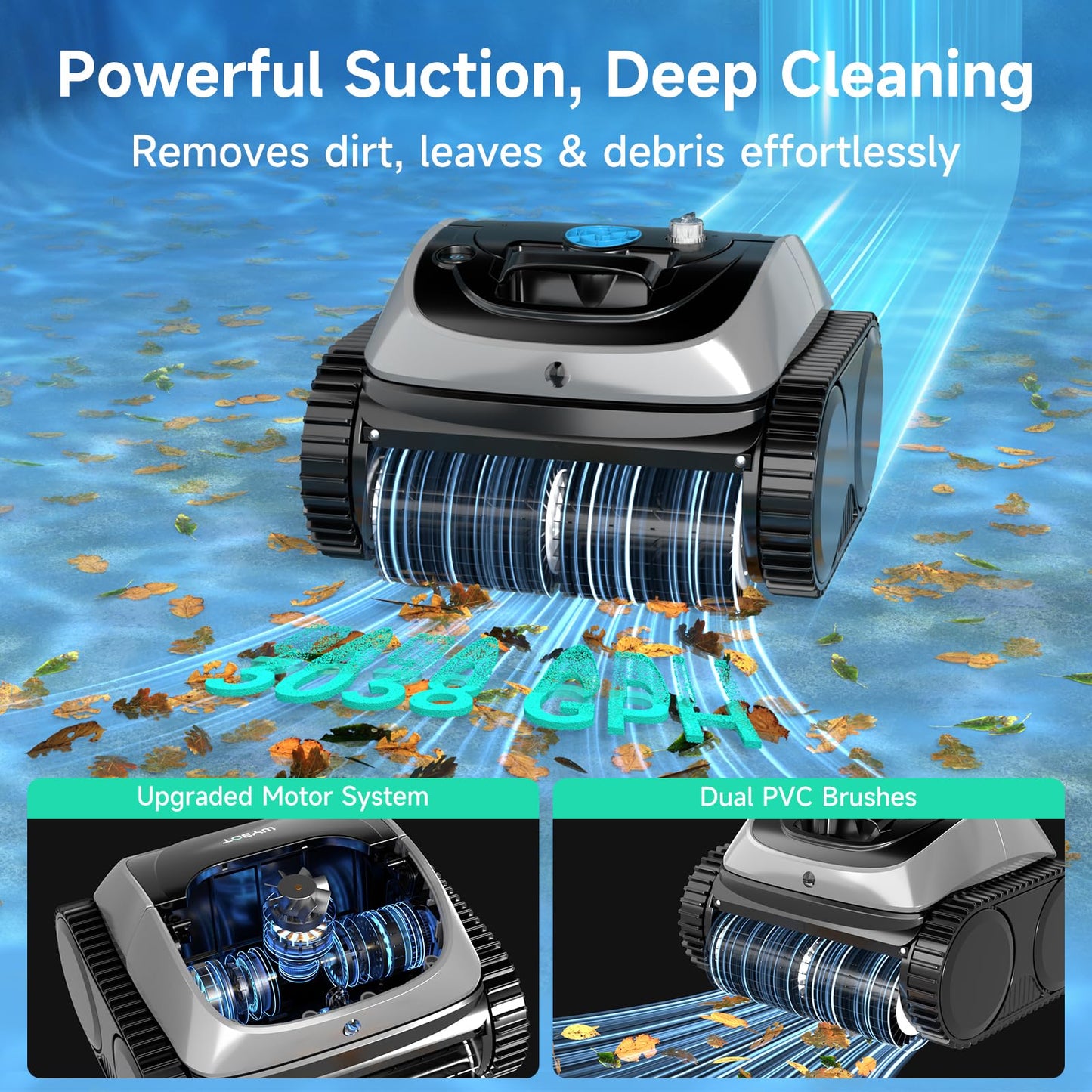 (2025 Upgrade) WYBOT C1 Pool Robot Vacuum for Inground Pools, 4-in-1 Cordless Robotic Pool Cleaner Lasts 150min, Triple-Motor up to 1,614 Sq.ft, Smart APP Support, Auto Wall & Waterline Cleaning
