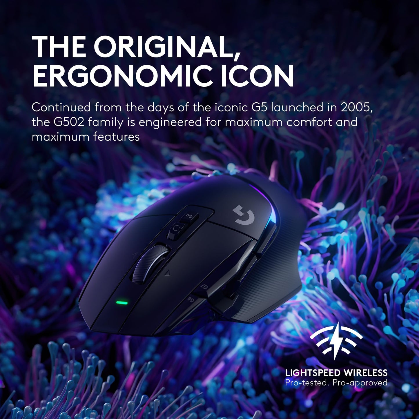 Logitech G502 X Plus Wireless Gaming Mouse - LIGHTSPEED Optical, LIGHTFORCE Switches, LIGHTSYNC RGB, HERO 25K Sensor for PC/Mac - Black