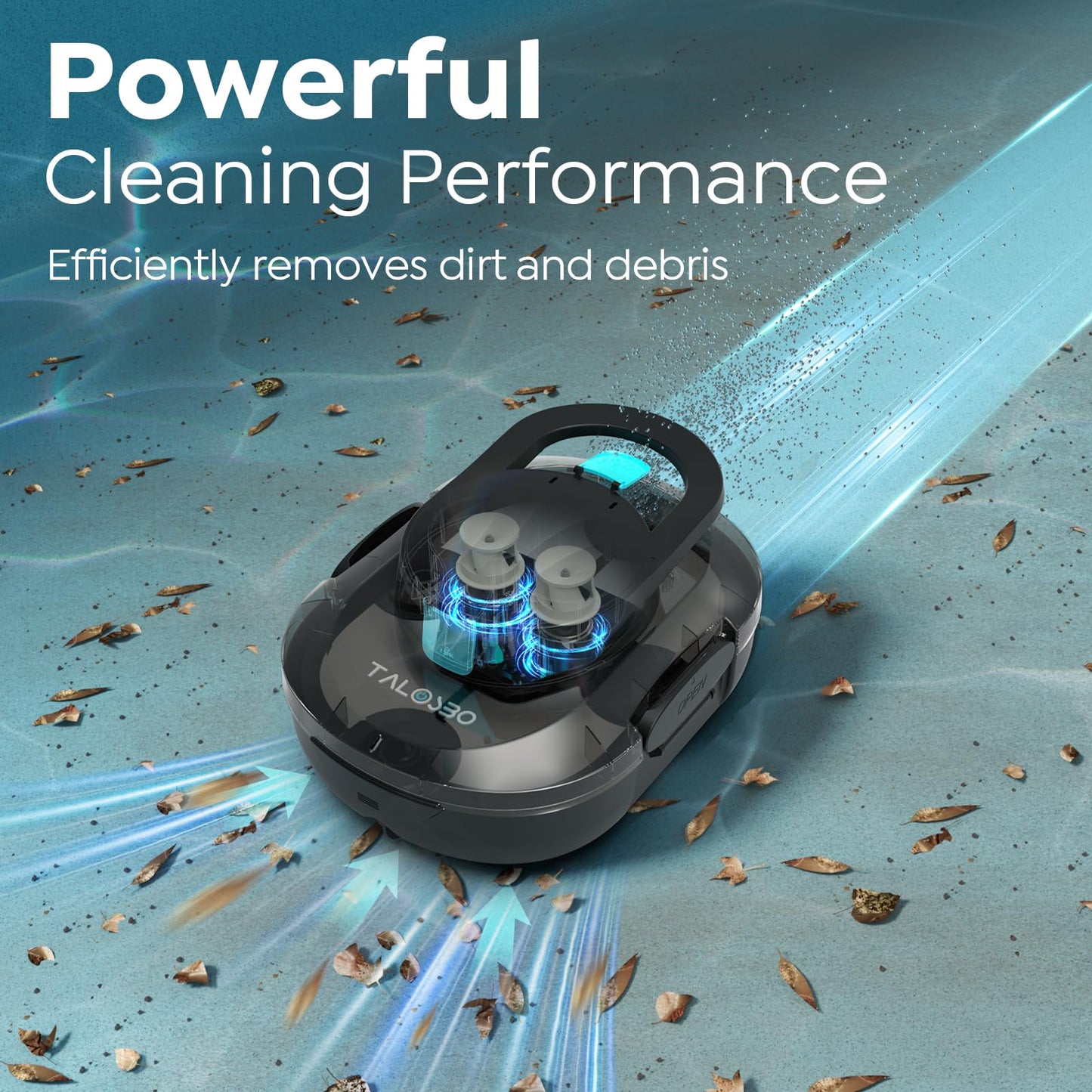 TALOSBO Pleco S1 Cordless Pool Vacuum with 75-80Mins Runtime, Robotic Small Pool Cleaner Vacuum for Flat Bottom Above-Ground Pools up to 645 Sq.ft, Lightweight, Auto-Parking