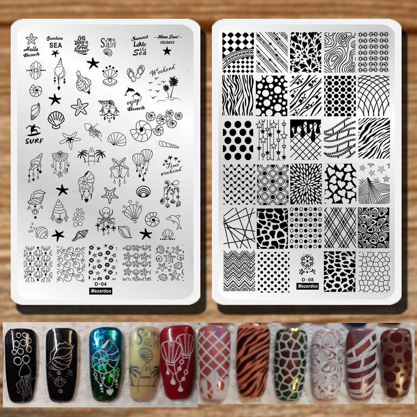 2Pcs/Set Animal Zebra Strips Stamping Template Geometry Letter Words Creative Large Size Nail Plate Printer Nail Image Plate 14.