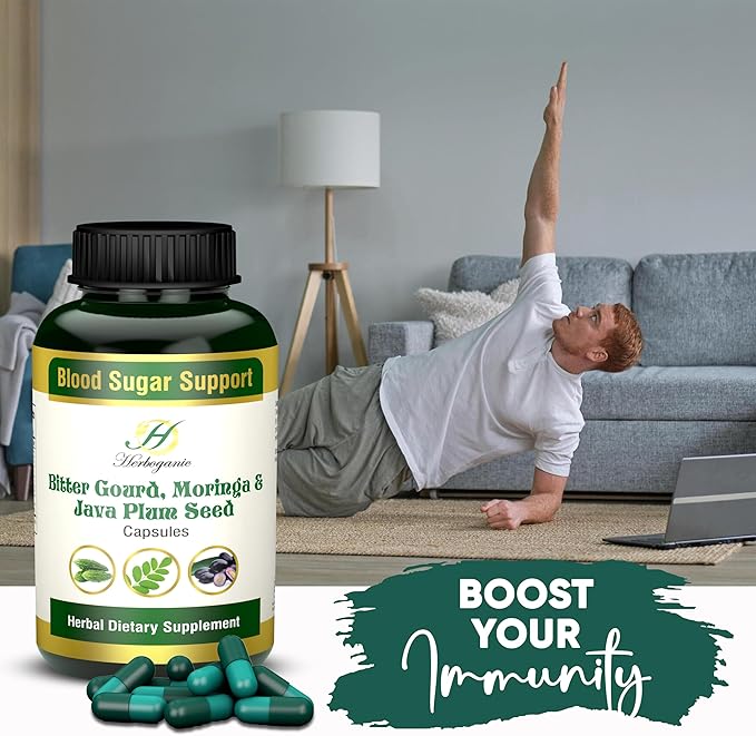Bitter Gourd Moringa and Java Plum Seed Capsules | 500mg |All Natural Detoxification | 60 Capsules
