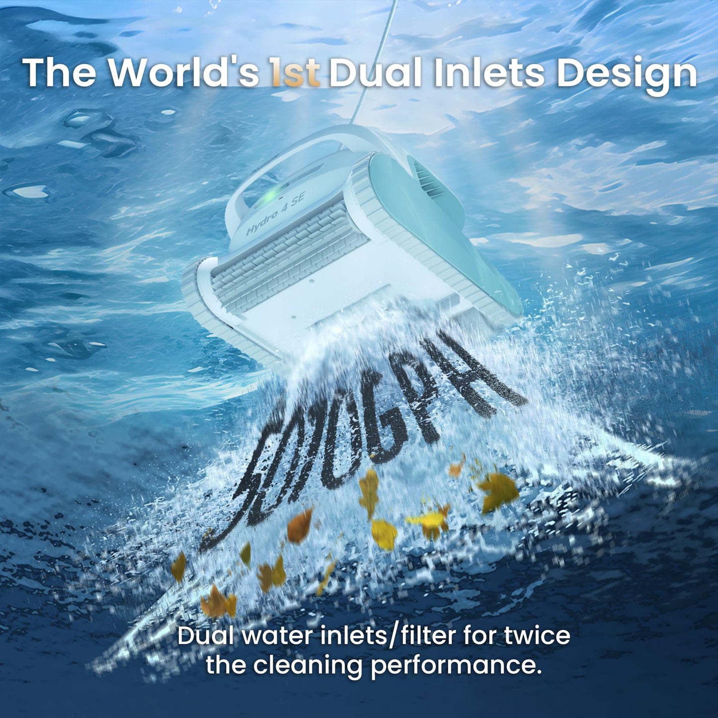 Automatic Robotic Pool Vacuum Cleaner, Wall Climbing/Waterline Scrubbing, Top Load Large Filter, Ideal for Above/In-Ground Pools up to 40 FT Length, Smart Navigation, Ultra Cleaning Modes, Dual Inlet