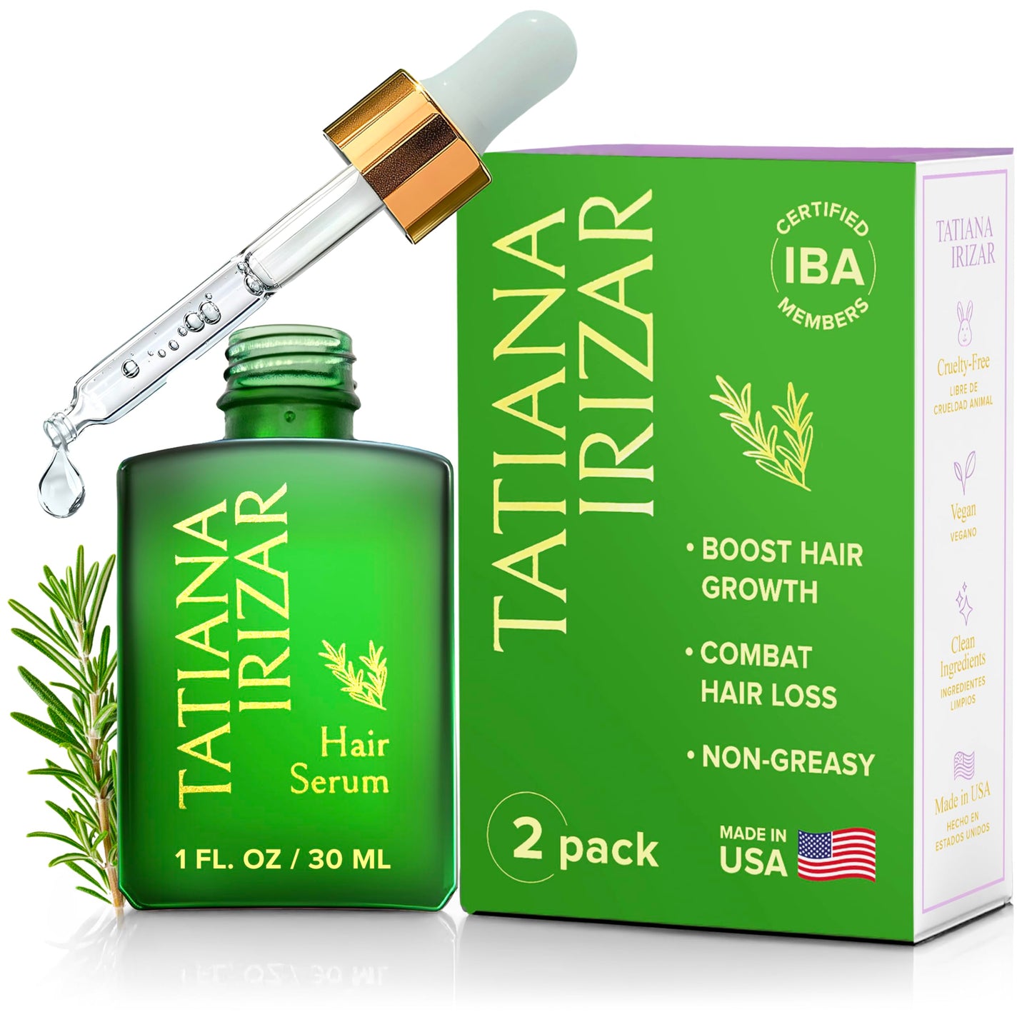 Hair Serum for Hair Growth Serum Women Made in USA - 2 Pack Scalp Serum for Hair Growth Non-Greasy Rosemary & Amla Hair Care Vegan 1 Oz Hair Loss Treatment for Women Hair Regrowth Treatment for Women