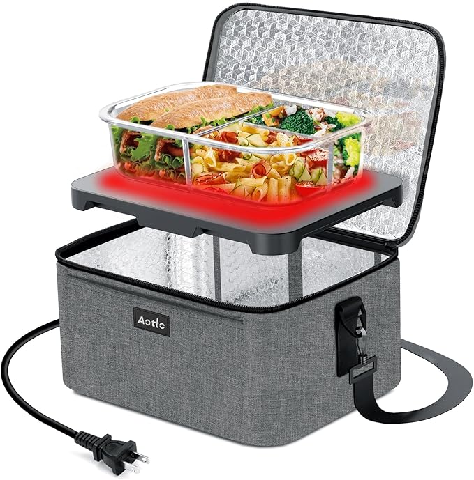 Portable Oven | 110V Portable Food Warmer | Mini Portable Microwave Electric Heated Lunch Box for Cooking & Reheating Food in Office, Dorm, Hotel, Potlucks, Travel, Home | Aotto