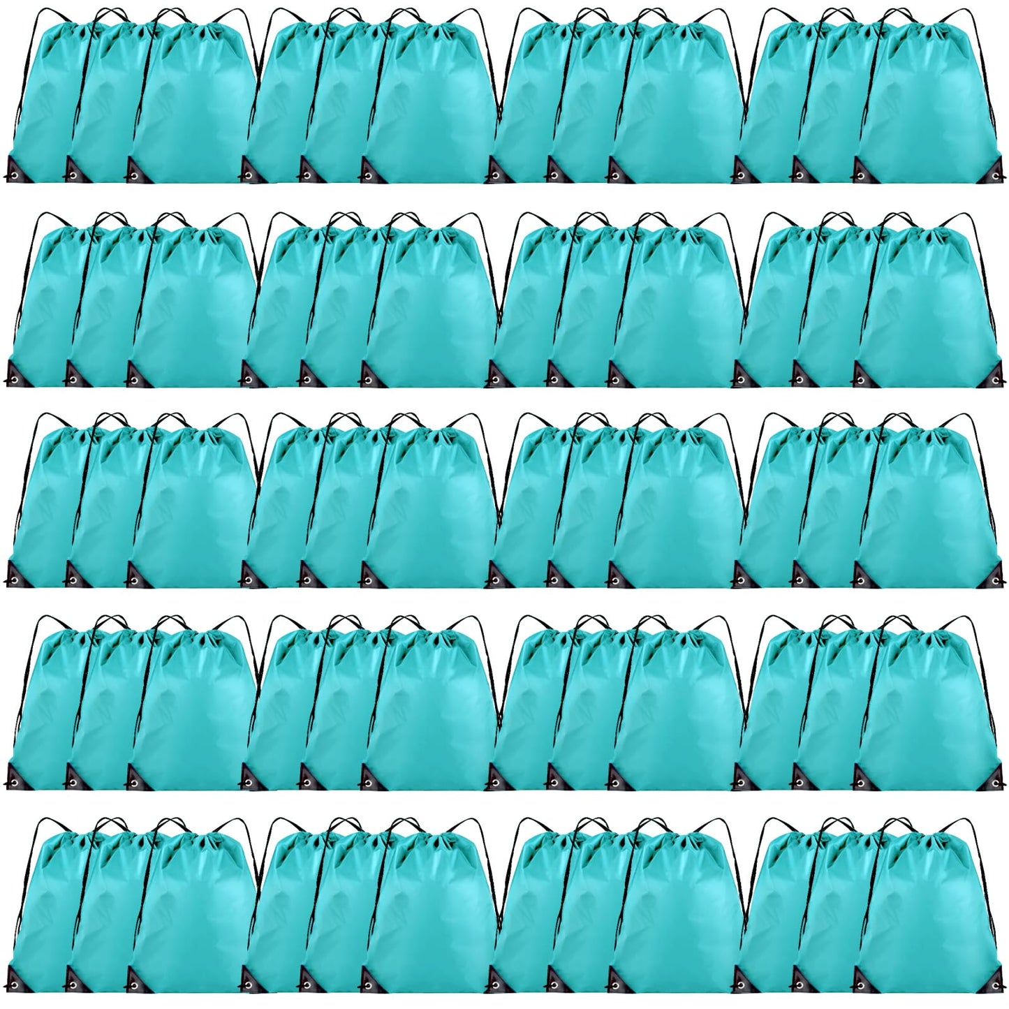Grneric 60 Pieces Drawstring Backpack Bulk Cinch Sackpack Ployster Drawstring Bags for Gym Party Trip(Aqua)