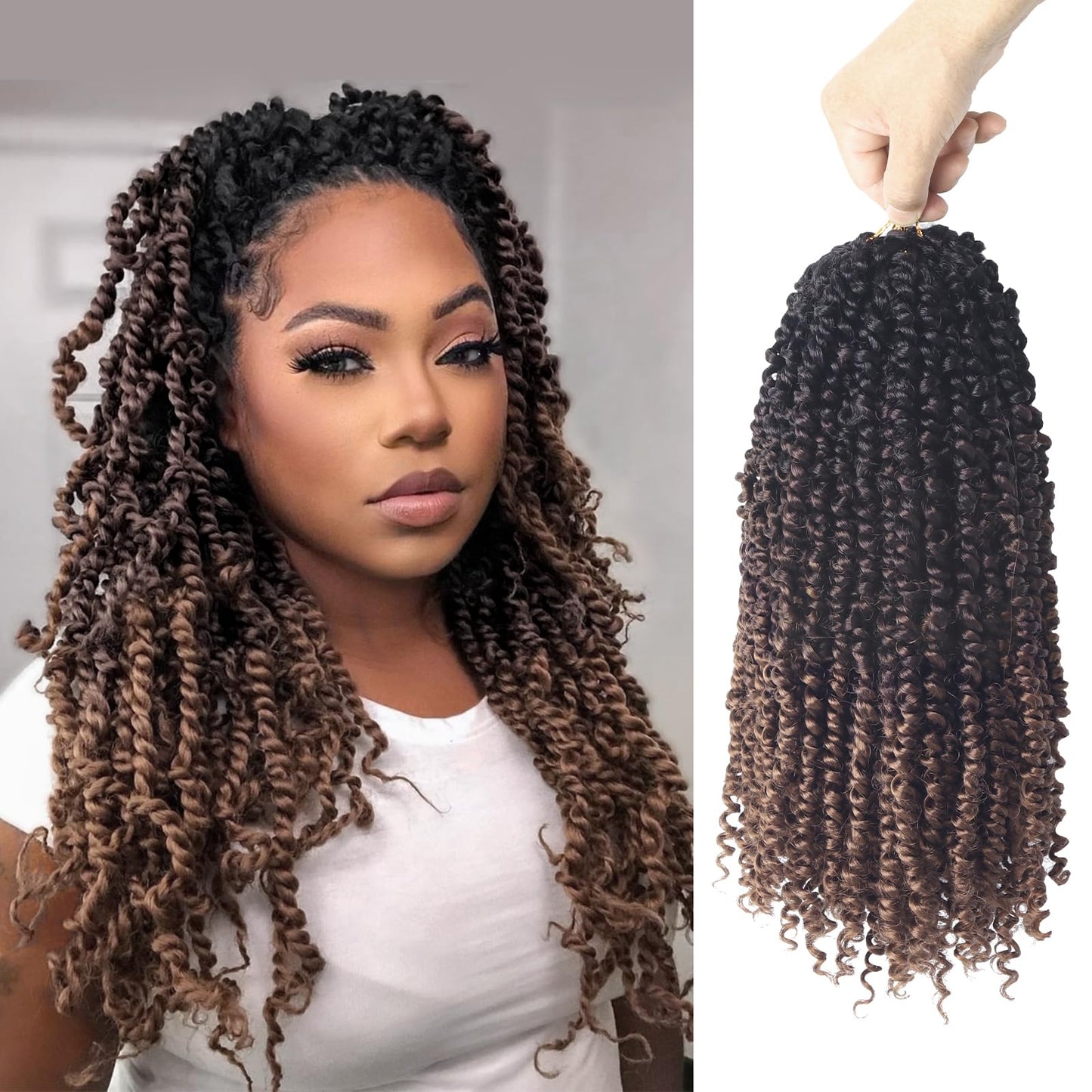 Bileaf Ombre Passion Twist Hair Pre Looped 14 Inch Passion Twist Crochet Hair For Women, Pre Twisted Boho Crochet Twist Braids F