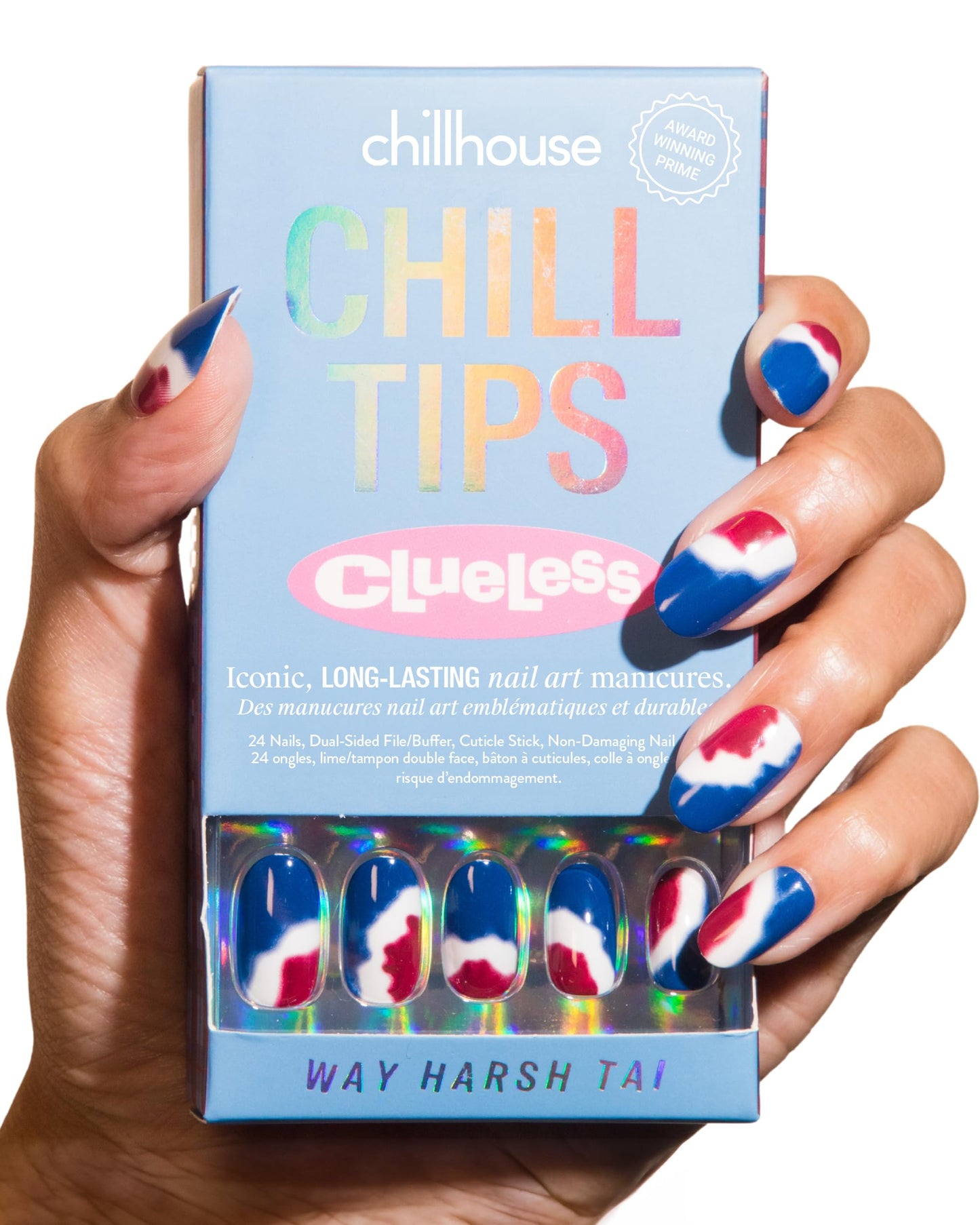 Chillhouse - Chill Tips, Press on Nails Kit - Way Harsh Tai (Oval) - 24 Nail Shapes & Sizes - Up to 3 Weeks of Wear - Customizable Fit - Reusable - Latina Founded & Women Owned - Beauty & Self Care
