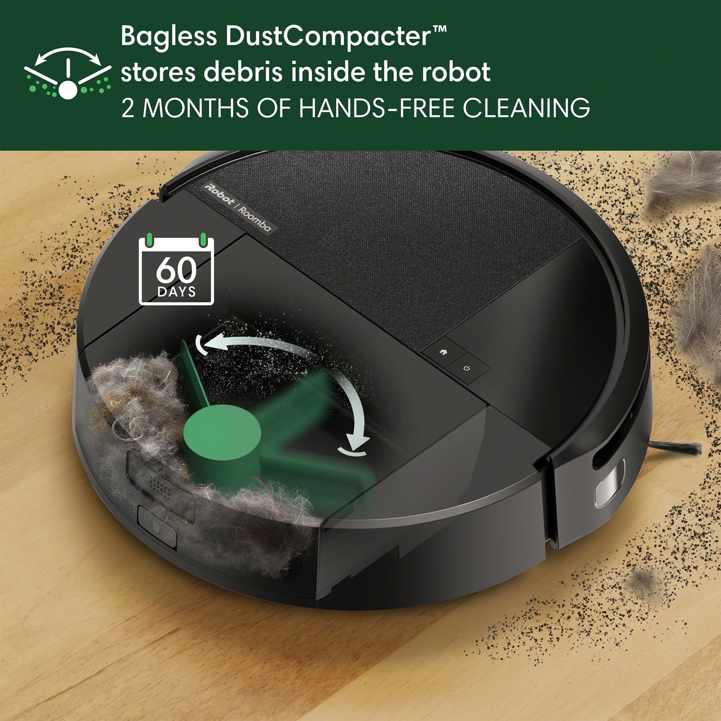 iRobot Roomba 205 DustCompactor Vac Robot Vacuum - Auto-Compacts Debris Within The Robot, No Emptying for 60 Days, Bagless, Intense Power-Lifting Suction, LiDAR Navigation, Multi-Surface Cleaning