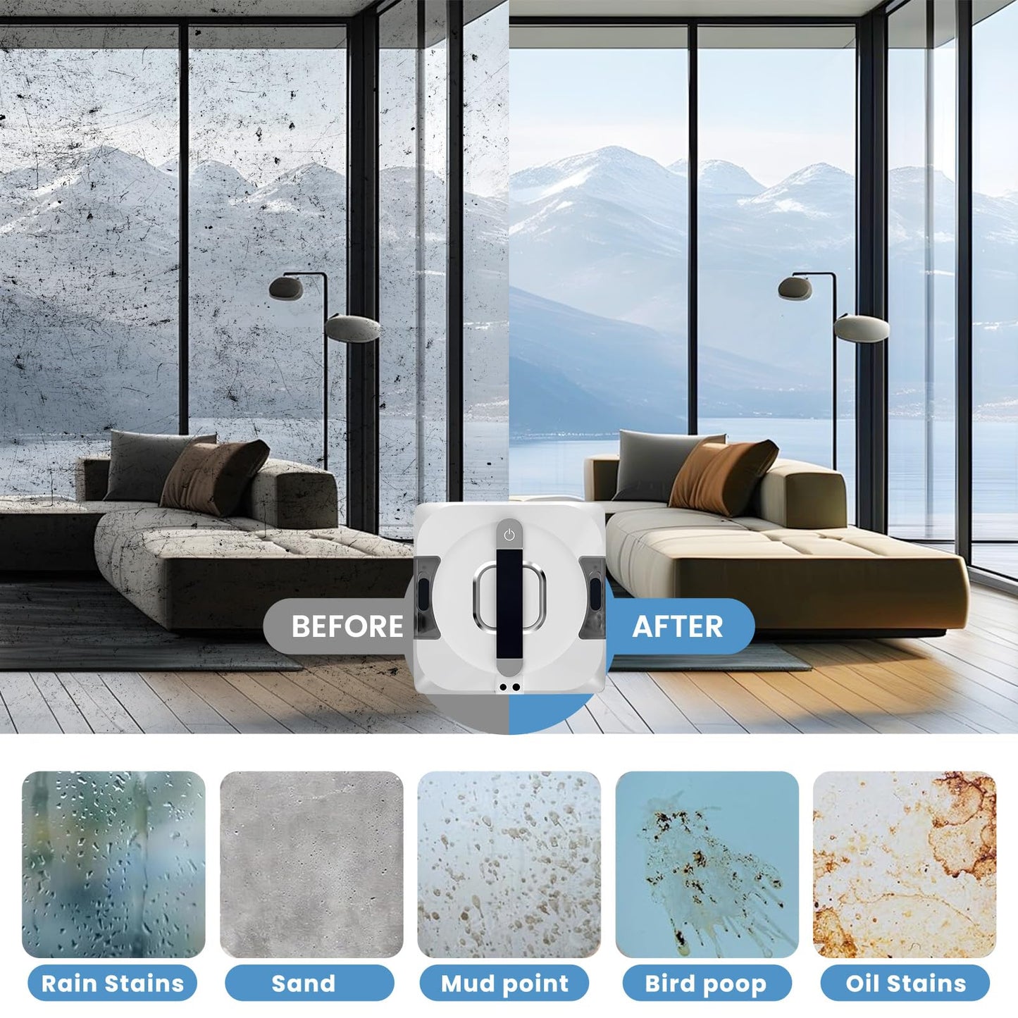 EEland Auto Window Cleaning Robot, Window Cleaner Robot with Dual Water Spray & 3500Pa Suction Power, Intelligent Path Planning, Perfect for High-Rise Windows and Glass Doors