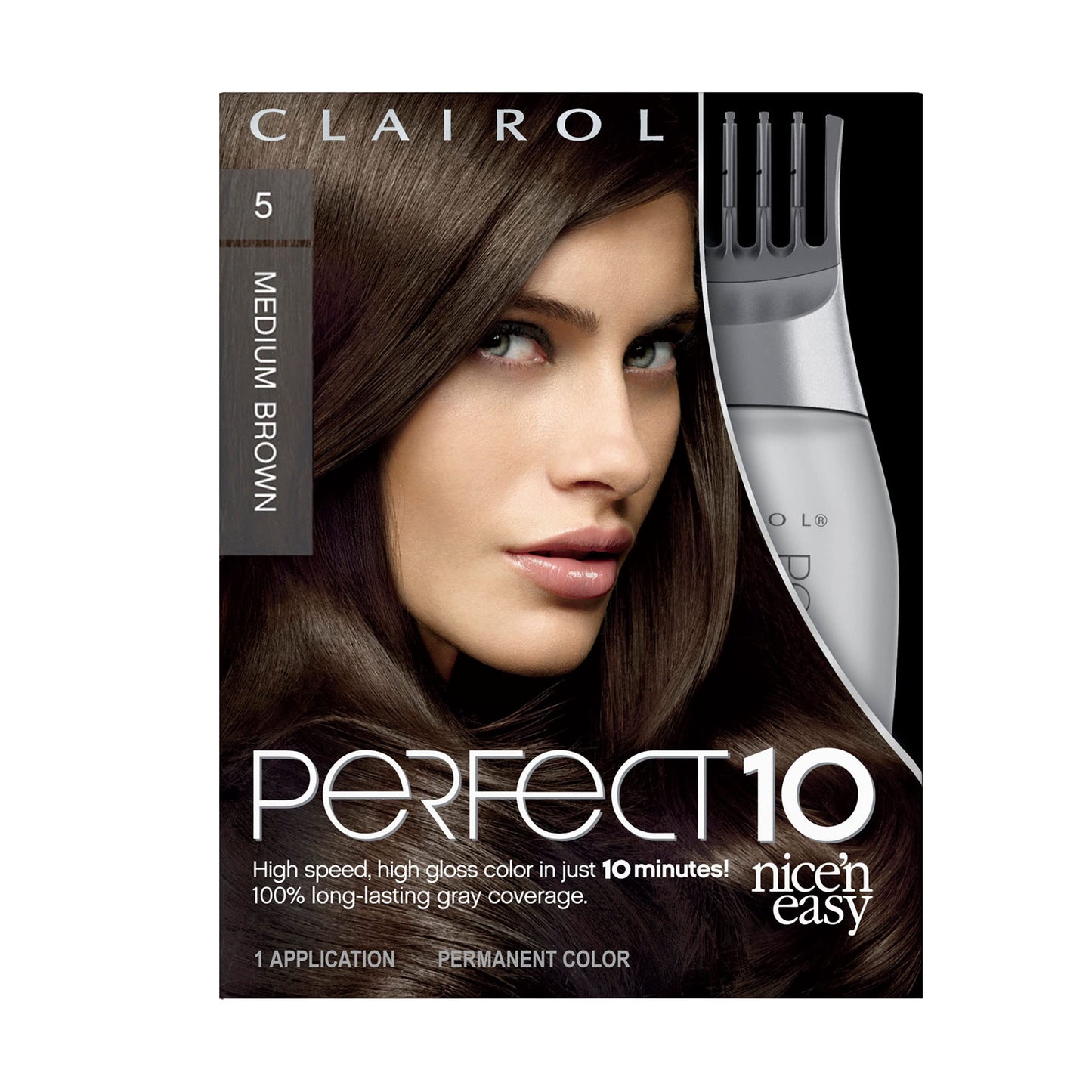 Clairol Nice'n Easy Perfect 10 Permanent Hair Dye, 5 Medium Brown Hair Color, Pack of 1