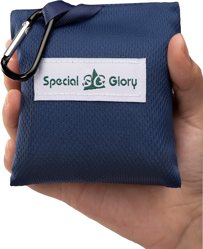 Meafteryou Outdoor Pocket Blanket,Sand-Free Fast Dry Waterproof for Beach,Travel,Hiking,Camping with 4 Built-in Ground Stakes (Navy,43x63 Inch)