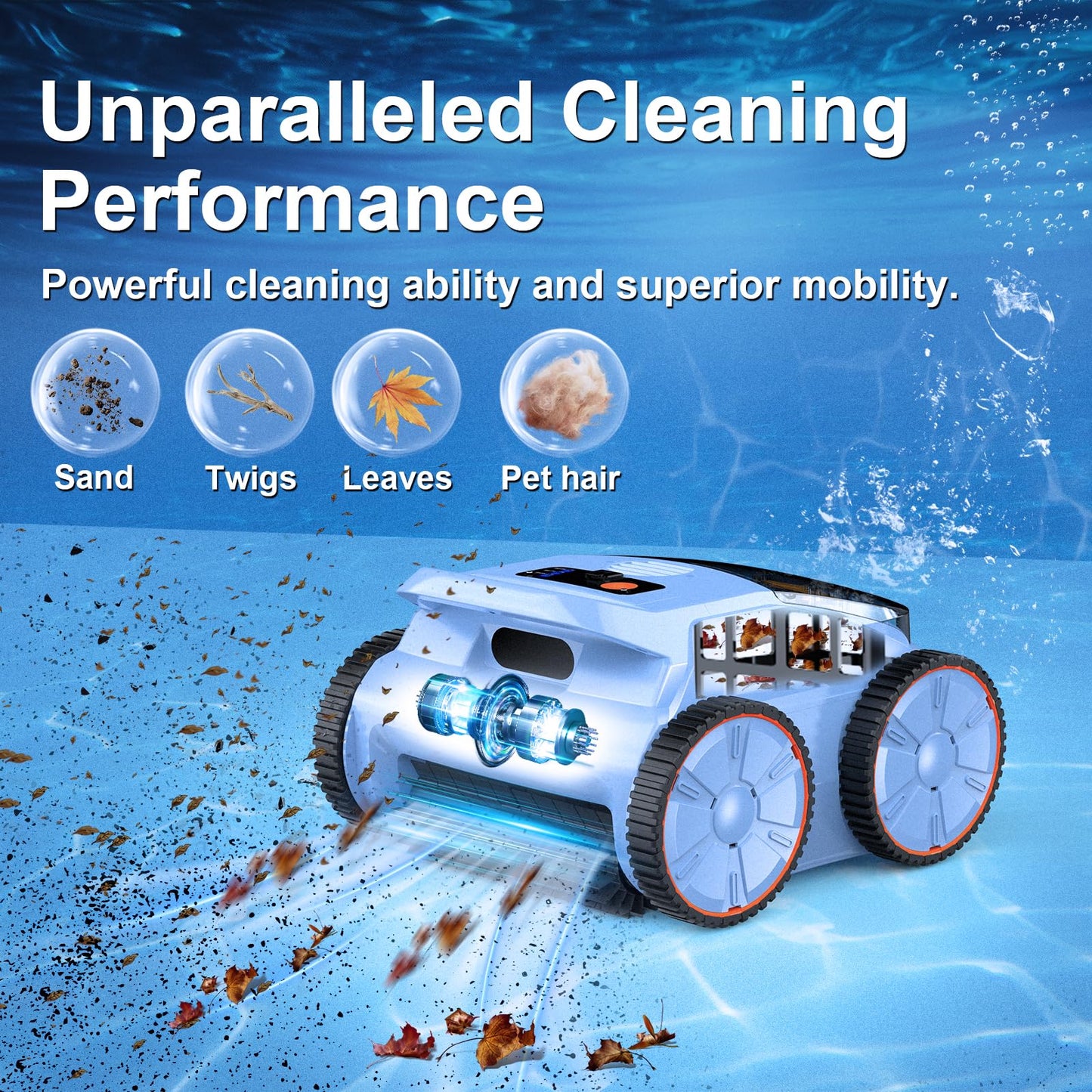 (2025 New) Robotic Pool Vacuum, Robotic Pool Cleaner for Inground Pools, Pool Robot with Smart Navigation, Floor/Wall/Waterline Cleaning, 180 Mins Runtime for Pool Up to 2100 Sq.ft